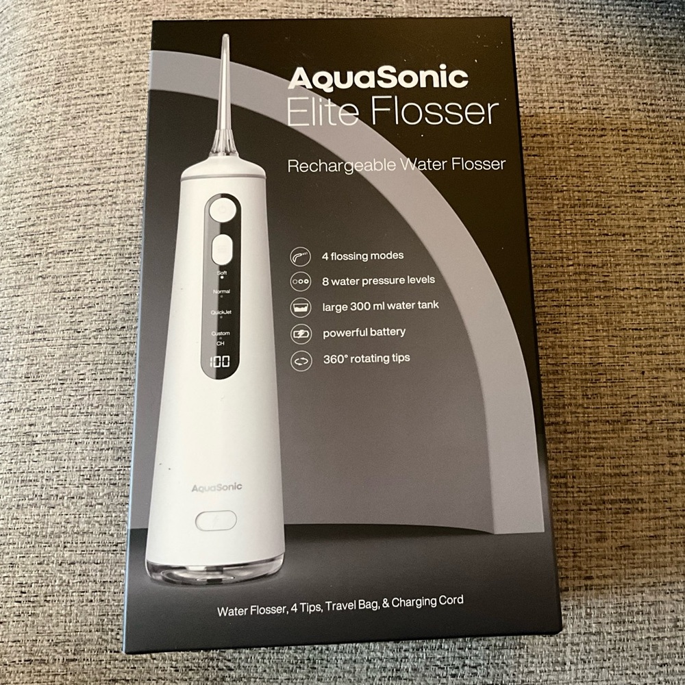 AquaSonic Elite Cordless Water Flosser Portable & Rechargeable - 4 Tips & 4 mode